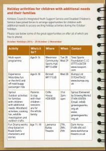 Kirklees October 2014 activities image 1