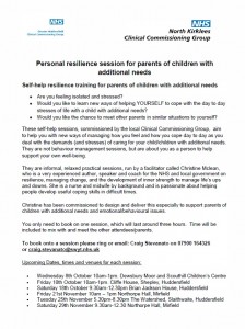 Revised flyer for Personal resilience course for parents of children with additional needs (2) V4 image