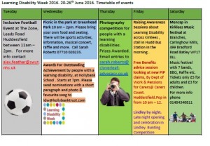 learning disability week events calendar